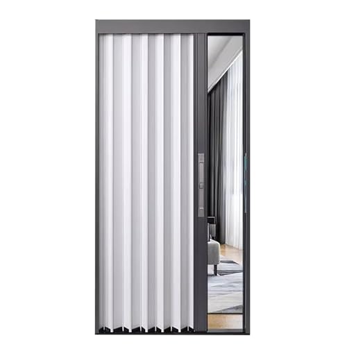 Falttür, Ziehharmonika-Akkordeon-Innentür, Aluminium, einziehbare Schiebetür mit Schloss und Schlüssel, platzsparend, 203 cm hoch von Generisch