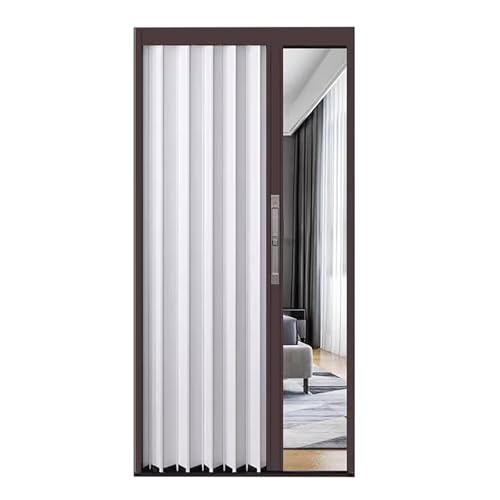 Falttür, Ziehharmonika-Akkordeon-Innentür, Aluminium, einziehbare Schiebetür mit Schloss und Schlüssel, platzsparend, 203 cm hoch von Generisch