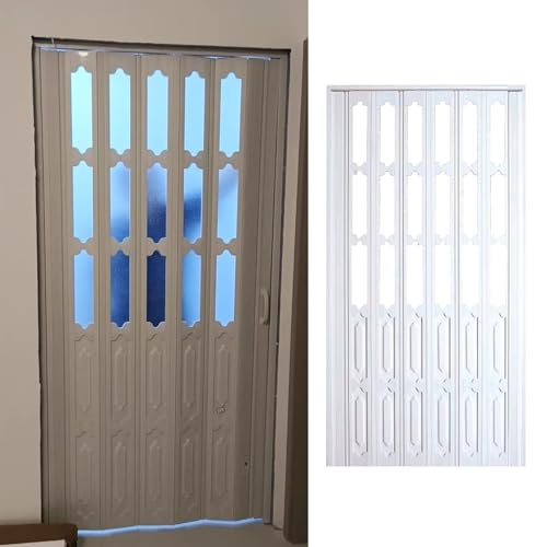 Falttür aus PVC für Küche und Badezimmer, 203,2 cm, wasserdicht, Schiebetür, platzsparend, Innentür, 70 x 203 cm, Weiß von Generisch