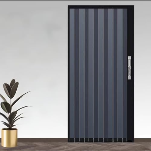 Falttüren Faltbare Falttür Aus Aluminium Mit Schloss, 200 240 Cm Höhe, Schwarze Falttüren Für Kleiderschrank, Badezimmer, Wohnmobil, Wasserdichte Ziehharmonikatür(156x240cm) von Generisch