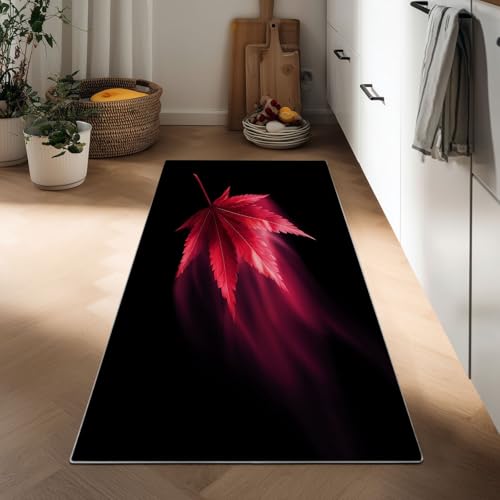 Fantasy Stil Teppich Läufer für Flur 40 x 120 cm, Waschbarer Küche Rutschfest Läuferteppich Weicher Kurzflor Schlafzimmer Teppich Abstrakte Rote Pflanze Blätter Lang Mat für Eingang Büro Badezimmer Fantasy Stil Teppich Läufer für Flur 40 x 120 cm, Waschbarer Küche Rutschfest Läuferteppich Weicher Kurzflor Schlafzimmer Teppich Abstrakte Rote Pflanze Blätter Lang Mat für Eingang Büro Badezimmer von Generisch