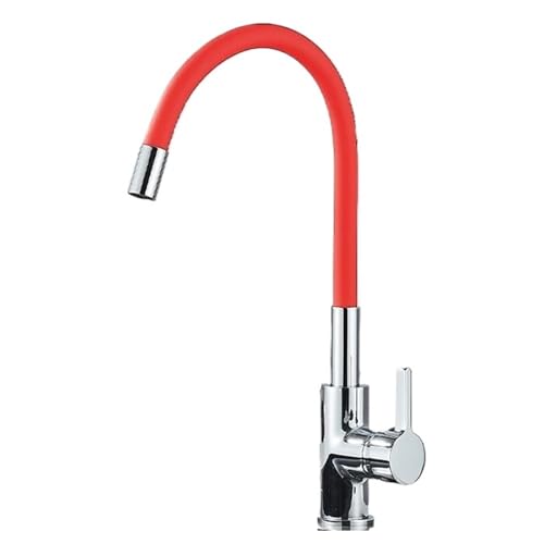 Farbenfrohe 360° drehbare Küchenspüle Wasserhahn – Universeller Heiß- und Kaltwasser-Mischbatterie mit flexiblem Schlauch (orange) – einfache Installation, langlebiges und stilvolles Design von Generisch