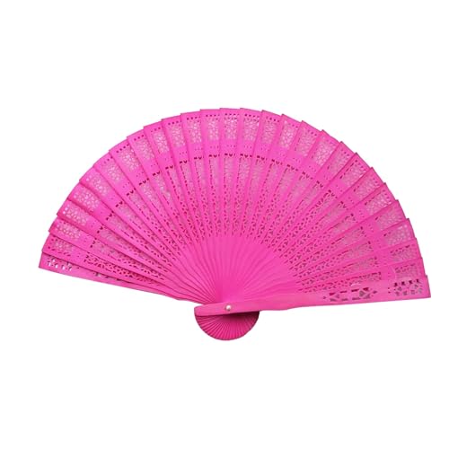 Farbiger duftender Holzfächer, Bunter floraler Handfächer aus Holz, bonbonfarbener Faltfächer mit aufwendig geschnitzten Mustern, Vintage-Sommeraccessoire Hawaiianische Partydekorationen (Hot Pink, A) Farbiger duftender Holzfächer, Bunter floraler Handfächer aus Holz, bonbonfarbener Faltfächer mit aufwendig geschnitzten Mustern, Vintage-Sommeraccessoire Hawaiianische Partydekorationen (Hot Pink, A) von Generisch