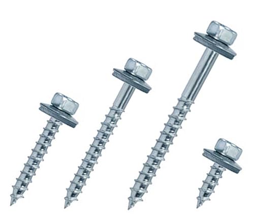 Generisch Fassadenbauschraube Ø6,5 mm mit EPDM Dichtscheibe - V2A Edelstahl - Trapezblechschraube - 100 Stück, 6,5 x 50 mm von Generisch