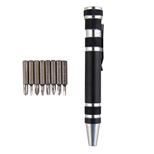 Feinwerkzeug Set Mit im Pen-Stil, Mini-Torx-Schlitzschraubendreher, Multitool, 8 in 1 Elektronische (Black, One Size) von Generisch