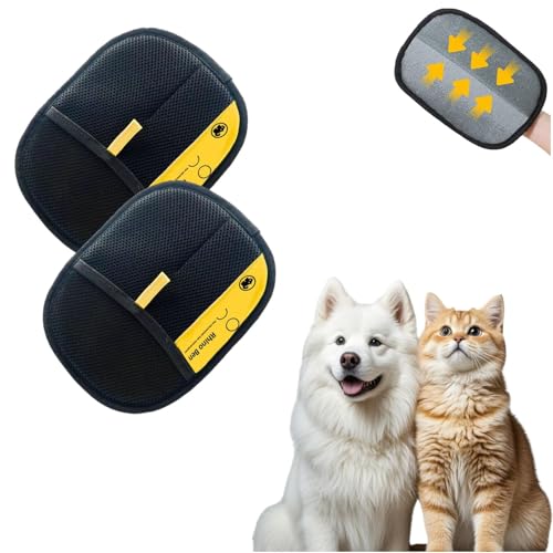 Fell Magnet Handschuh, Haarentfernungs-Handschuhe Haustiere, Elektrostatische Handschuhe Tierhaare, Doppelseitige Wiederverwendbare Elektrostatische Handschuhe (Gelb - 2 Pcs) von Generisch