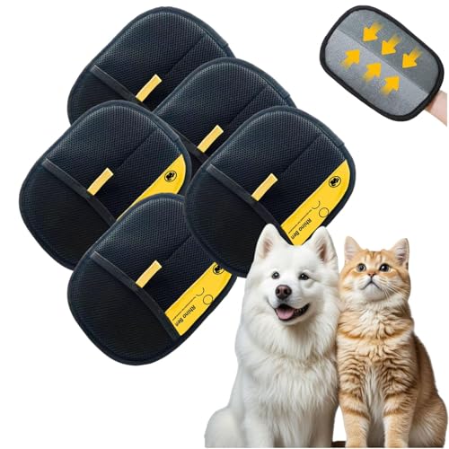 Fell Magnet Handschuh, Haarentfernungs-Handschuhe Haustiere, Elektrostatische Handschuhe Tierhaare, Doppelseitige Wiederverwendbare Elektrostatische Handschuhe (Gelb - 5 Pcs) von Generisch