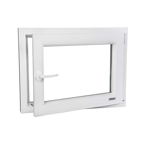 Fenster - Kunststofffenster Anthrazit BxH 1000x600 mm - Garagenfenster/Gartenhausfenster/Kellerfenster 100x60 cm 2-fach Verglast - Din Rechts - Funktion Dreh Kipp von Generisch