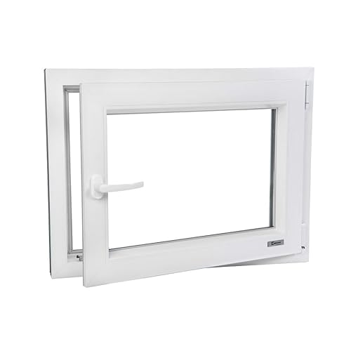 Fenster - Kunststofffenster Anthrazit BxH 500x1100 mm - Garagenfenster/Gartenhausfenster/Kellerfenster 50x110 cm 2-fach Verglast - Din Links - Funktion Dreh Kipp von Generisch