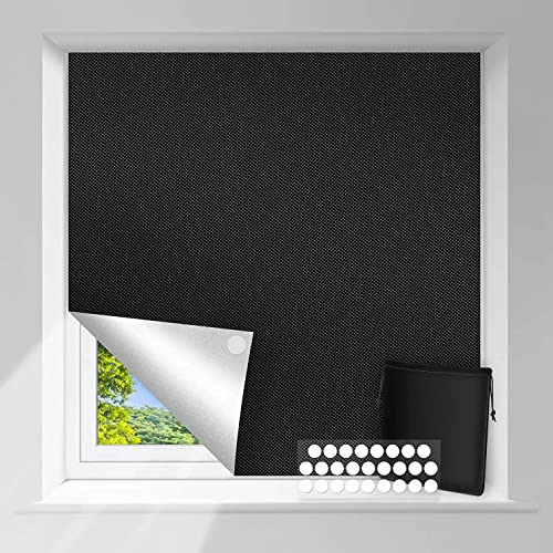 Fenster Verdunklungsrollo Dachfenster Verdunkelung Sonnenschutz Rollos für Fenster Velux Verdunkelungsrollo Tragbare Fenster ohne Bohren inkl Nano-Klebebänder Freischnitt (150 x 200cm) von Generisch