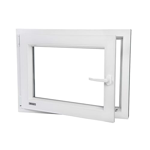 Fenster auf SALAMANDER Profile - Kunststofffenster Weiss BxH 950x400 mm - Garagenfenster/Gartenhausfenster/Kellerfenster 95x40 cm 2-fach Verglast - Din Links - Funktion Dreh Kipp von Generisch