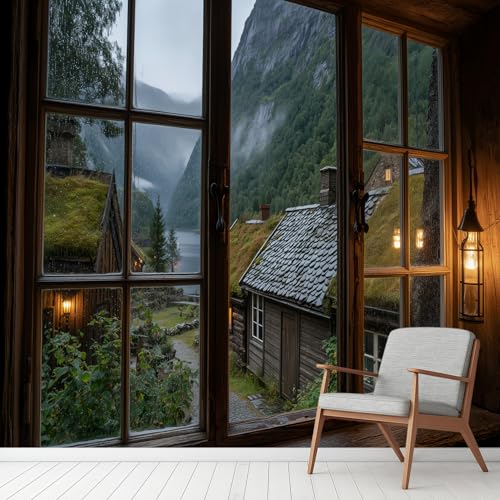 Fensterblick Natur Wald Tapete Selbstklebende Fototapete Fenster Ausblick Landschaft Tapeten Panorama Bergdorf Wandtapete Vinyl Wasserdicht Wandaufkleber für Wohnzimmer Schlafzimmer Küchen 400x280 cm Fensterblick Natur Wald Tapete Selbstklebende Fototapete Fenster Ausblick Landschaft Tapeten Panorama Bergdorf Wandtapete Vinyl Wasserdicht Wandaufkleber für Wohnzimmer Schlafzimmer Küchen 400x280 cm von Generisch