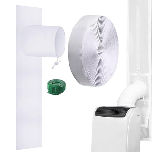 Fensterdichtung für Klimaanlage, versiegelter Doppelschlauch, verstellbar, horizontales hochwertiges Schiebeset, Polyester-Türlüftungs-Set, wetterfeste Produkte mit Kordelzug-Design für das Gerät von Generisch