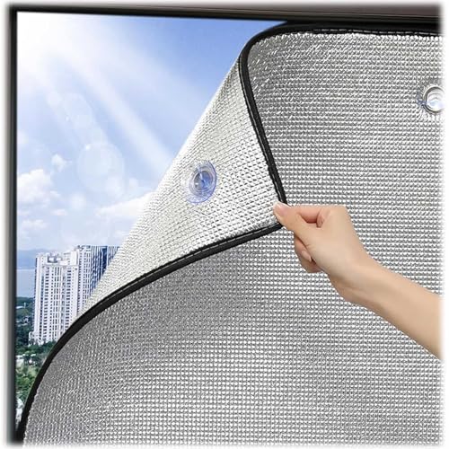 Fensterfolie Sonnenschutzfolie Sichtschutz Wärmeisolierung Doppelte Aluminium Isolierfolie Mit Saugnäpfen Für Fenster Verdunkelungsfolie Thermische Selbstklebend Sichtschutzfolie(150x170 cm) von Generisch