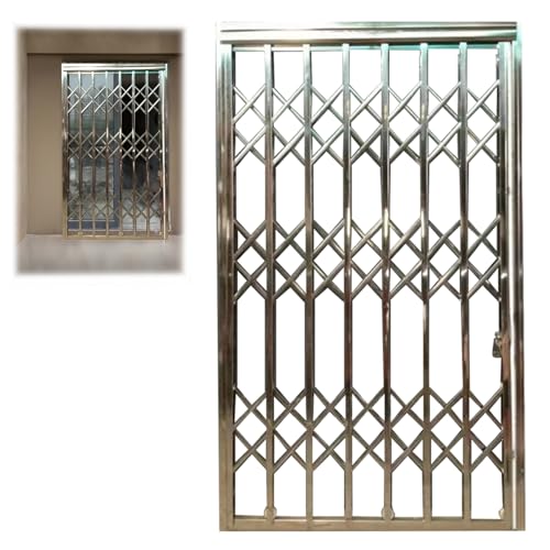 Fenstergitter Einbruchschutz B 72 78 84 88 92 98 114 128 136 144 150 Cm Rostfreies Faltschiebefenster, DIY Einfach Zu Installierendes Faltsicherheitsfenster Für Fabriken/Lagerhallen(120x110cm) von Generisch