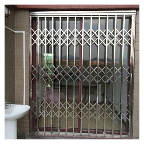 Fenstergitter Einbruchschutz Sicherheitsgitter Für Falttüren/Fenster In Sondergröße, Faltbares Einbruchschutzfenster, Einziehbare Fenstergitter Aus Edelstahl Für Keller/Bürogebäude(120x135cm) von Generisch