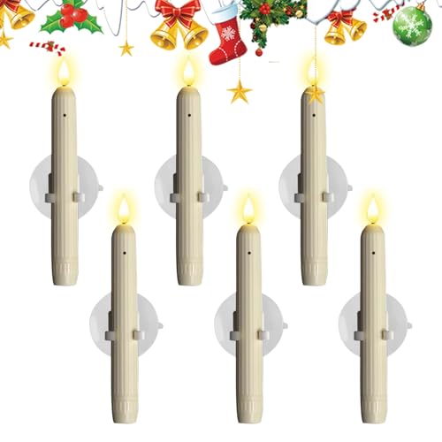 Fensterkerzen Leuchten | Elektrische Kerzen - Flammenlos Mit Sensor 18 cm Saugnapf Lampe Für Schlafzimmer Küche Wohnzimmer Indoor Weihnachten Ostern Party Geburtstag von Generisch