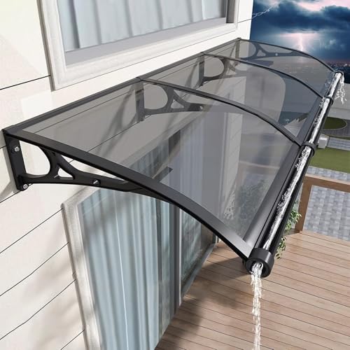 Fenstermarkise, Polycarbonat-Türüberdachung mit Halterung aus Aluminiumlegierung, einfach zu installieren, UV-Schutz und Regenschutz für den Eingang von Generisch