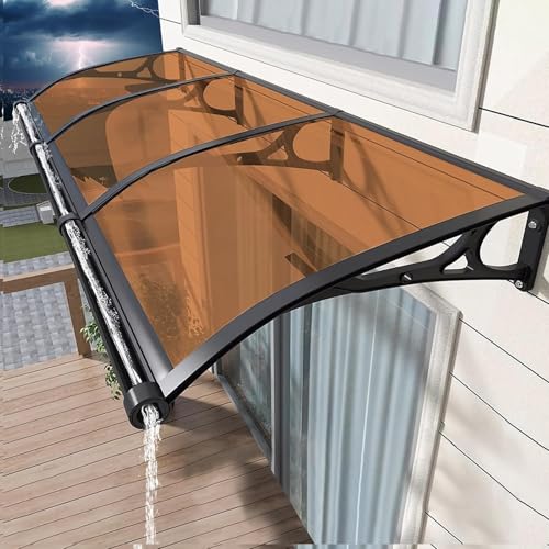 Fenstermarkise für den Außenbereich mit Metallhalterung 80x360cm Braun Terrassenüberdachung Haustür UV-Regen- & Schneeschutz Außenmarkise mit Wasserauslass Fenstermarkise für den Außenbereich mit Metallhalterung 80x360cm Braun Terrassenüberdachung Haustür UV-Regen- & Schneeschutz Außenmarkise mit Wasserauslass von Generisch