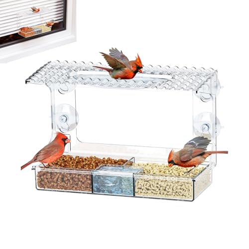 Fenstervogelfutterleiter - Clear Acrylfutter Mit Saugnäpfeln | Wasserdichtes Tablett Für Wilde Vögel Anzeigen | Transparente Außenfutterer Für Garten, Balkon, Kinder, Mutter Und Papa Nature Spaß An von Generisch