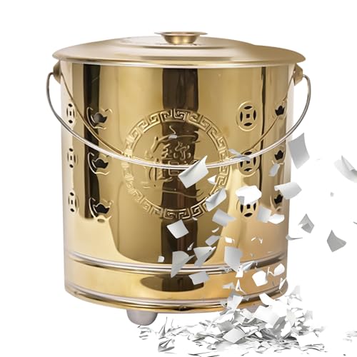 Feuerkorb für den Außenbereich, tragbar, aus schwerem Metall mit Deckel, sicheres Fass für die Terrasse, mit Haken und Futter, langlebig von Generisch