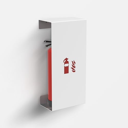 Feuerlöscherabdeckung Fire Large von Fire Family® in weiß für Feuerlöscher mit max. 70 cm Höhe, Feuerlöscherhalterung, Sichtschutz Feuerlöscher, Aufbewahrung für Feuerlöscher von Generisch
