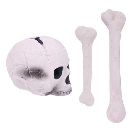 Feuerstelle Totenköpfe Set - Horror Feuerstelle Steine, wiederverwendbare Feuerstelle | Simulation Schädel Horror Kamin brennen, Keramik Imitierter menschlicher Schädel für Halloween, 32 x 12 x 12 cm von Generisch
