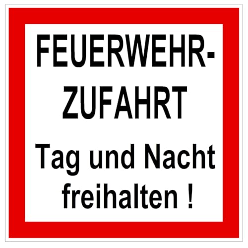 Feuerwehrzufahrt freihalten-Feuerwehr-Aluminium Dibond==2 Größen-Warnschild-Hinweisschild-Sehr stabil30 x 30 + 40 x 40 cm (1670-13-30 x 30 cm) von Generisch