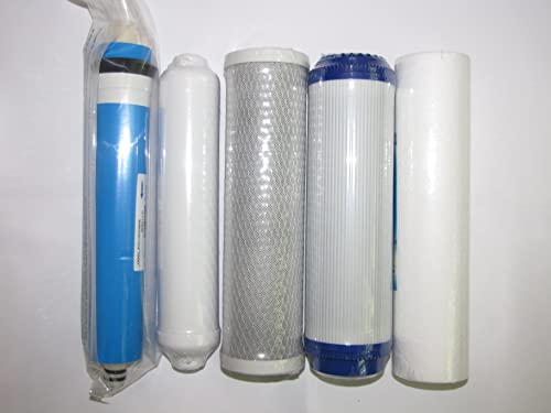 Filterset 1 mit Membran für 50 / 75 GPD Umkehrsomoseanlagen mit 10 Zoll Filtern (25,4cm)… von Generisch
