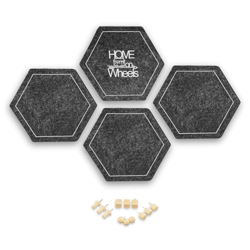 Filz-Pinnwand 4er-Set (Dunkelgrau) - praktische Wand Deko für den Camper, Wohnmobil oder Wohnwagen von Generisch