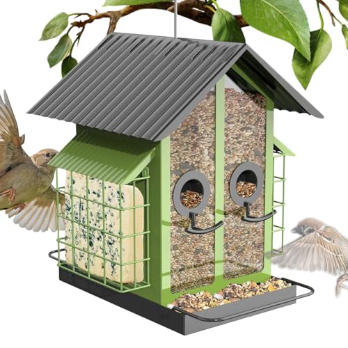 Finken-Futterspender für draußen, großes Fassungsvermögen, transparent, großes Vogelfutterhaus mit Doppeldach, wasserdicht, strapazierfähig, Vogelzubehör für Garten, Terrasse, Terrasse, Hof, Finken-Futterspender für draußen, großes Fassungsvermögen, transparent, großes Vogelfutterhaus mit Doppeldach, wasserdicht, strapazierfähig, Vogelzubehör für Garten, Terrasse, Terrasse, Hof, von Generisch