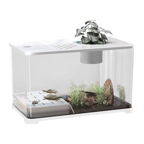 Fischbecken,Großes Aquarium-Set Schreibtisch Fischbecken | Moderner Panorama-Behälter Mit Schildkröten-Ruhebereich Für Guppy Kampffisch Qualle Garnele Wohnung Büro von Generisch