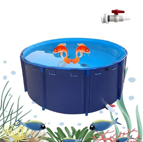 Fish Pond PVC Canvas Liners with Steel Frame, Above Ground Outdoor Aquarium, Easy Assembly with Quick Cleaning Drain, Ideal for Koi Fish and Water Storage von Generisch