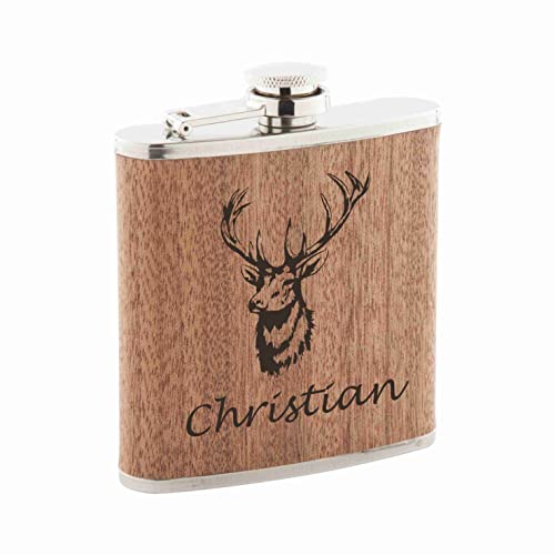 Flachmann mit Gravur Holz personalisiert *verschiedene Logos* personalisierter und gravierter Flachmann von Mr.Zollstock