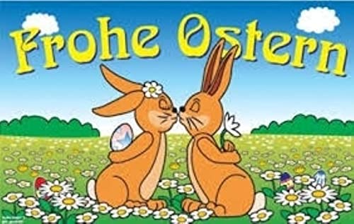 Flagge Frohe Ostern Hase küssende Hasen Osterfahne Fahne 90x150 cm von Generisch