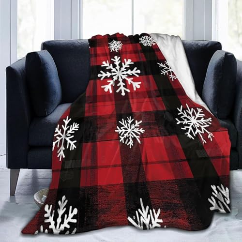 Flanell Kuscheldecke 200x200 cm Weihnachten Decke Flauschig Rot und Schwarz Kariert Wohndecken Fleecedecken Weiche Warme Decken für Sofa, Couch und Bett A-0390 von Generisch