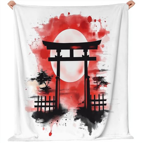 Flanell Kuscheldecke Japanischer Stil Tuschemalerei Mond Thema, Rot Schwarz Atmungsaktiv Leicht Überwurf für Sofa Camping Reisen Bett Raumdekoration - 130 x 150 cm Kuscheldecke Reißfestigkeit Flanell Kuscheldecke Japanischer Stil Tuschemalerei Mond Thema, Rot Schwarz Atmungsaktiv Leicht Überwurf für Sofa Camping Reisen Bett Raumdekoration - 130 x 150 cm Kuscheldecke Reißfestigkeit von Generisch