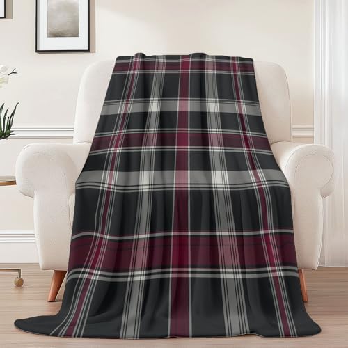 Flanell Kuscheldecke Retro Linien Gitter Thema, Schwarz Rot Atmungsaktiv Leicht Überwurf für Sofa Camping Reisen Bett Raumdekoration - 100 x 130 cm Kuscheldecke Reißfestigkeit Flanell Kuscheldecke Retro Linien Gitter Thema, Schwarz Rot Atmungsaktiv Leicht Überwurf für Sofa Camping Reisen Bett Raumdekoration - 100 x 130 cm Kuscheldecke Reißfestigkeit von Generisch