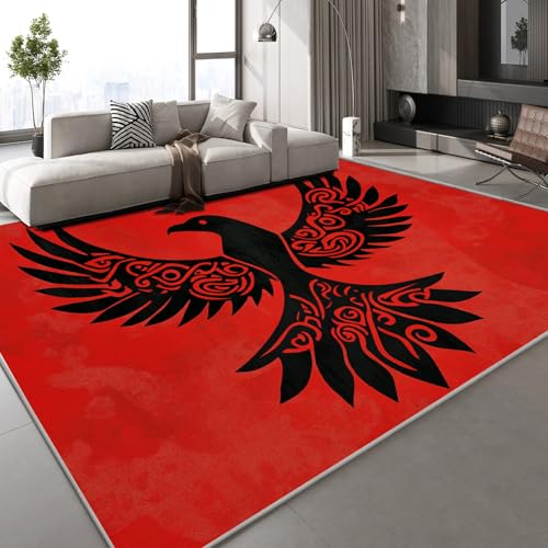 Flanell Teppich Wohnzimmer Adler Tier Muster Flauschig Weich rutschfest Gemälde Totem Teppiche Fußmatte Living Room Deko Schlafzimmer Flur Läufer Indoor Carpet Spielteppich 160x230 cm von Generisch