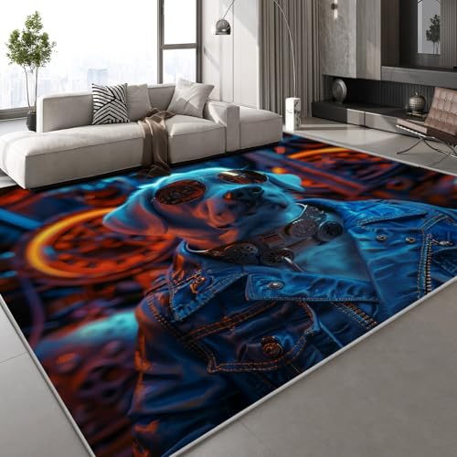 Flanell Teppich Wohnzimmer Labrador Muster Flauschig Weich rutschfest Sonnenbrillen Tiere Teppiche Fußmatte Living Room Deko Schlafzimmer Flur Läufer Indoor Carpet Spielteppich 80x120 cm von Generisch