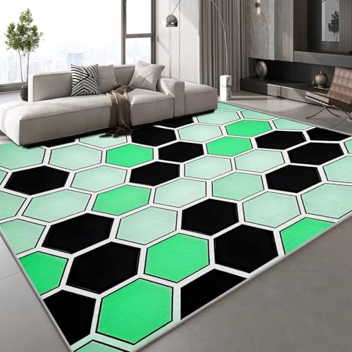 Flanell Teppich Wohnzimmer Sechseckig Waben Muster Flauschig Weich rutschfest Geometrie Festkörper Teppiche Fußmatte Living Room Deko Schlafzimmer Flur Läufer Indoor Carpet Spielteppich 140x200 cm von Generisch