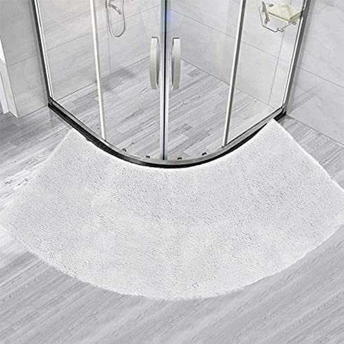 Flauschige weiße halbrunde Duschmatte, 45 x 110 cm, waschbar, gebogen, Badteppich für Eckbadewanne, weiche Badezimmer-Bodenmatte, rutschfest, schnell trocknend Flauschige weiße halbrunde Duschmatte, 45 x 110 cm, waschbar, gebogen, Badteppich für Eckbadewanne, weiche Badezimmer-Bodenmatte, rutschfest, schnell trocknend von Generisch
