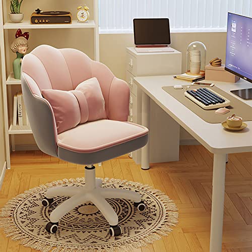 Flauschiger Samt Schminkstuhl mit Armlehnen Verstellbarer Chefsessel Bürostuhl Computerstuhl für Schlafzimmer Rosa von Generisch