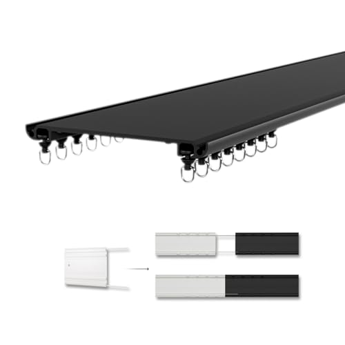 Flexible Deckenvorhangschiene, ultradünne Stange für Wohnmobil, Raumteiler, Erkerfenster, Zuhause, Dusche – Aluminium-Gleiter von Generisch