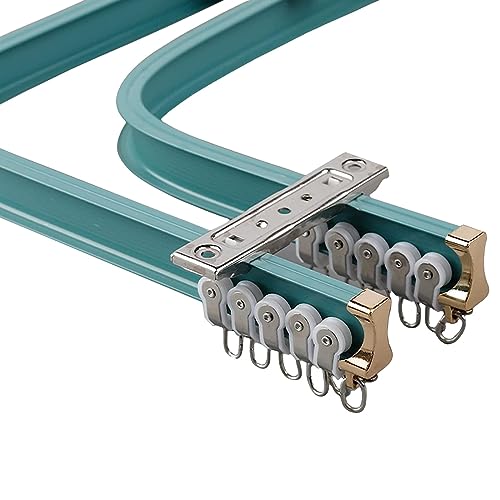 Flexible Deckenvorhangschiene mit Gleitern, verstellbare Doppelschiene, Aluminiumlegierung, Gardinenstange in Schwarz, Blau, Rosa, ideal für L/U-Form, Raumteiler von Generisch