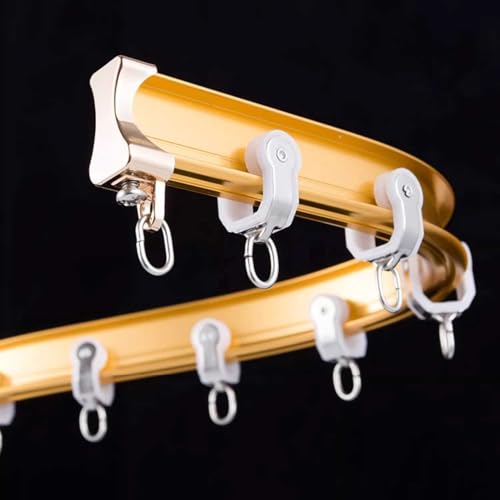 Flexible Deckenvorhangschienen für Erkerfenster – gebogene Wandvorhangschiene für Raumteiler – Gelb 3,5 m – ideal für Heimdekoration von Generisch