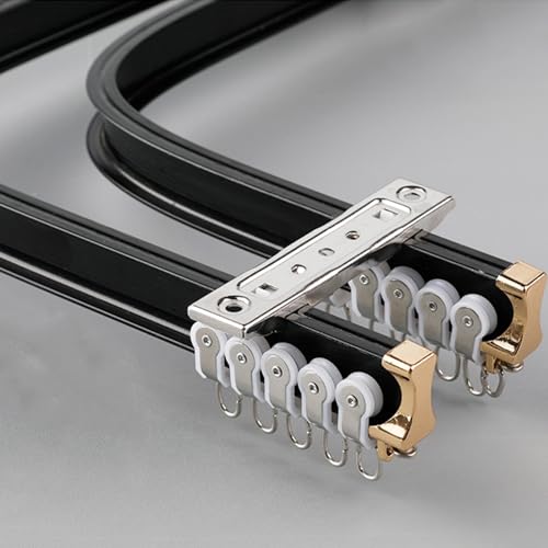 Flexible Gardinenstange aus Aluminium, doppelläufig, für gerade Fenster und Duschen, biegbar, einfache Installation, schwarze Decke, 2,6 m Flexible Gardinenstange aus Aluminium, doppelläufig, für gerade Fenster und Duschen, biegbar, einfache Installation, schwarze Decke, 2,6 m von Generisch