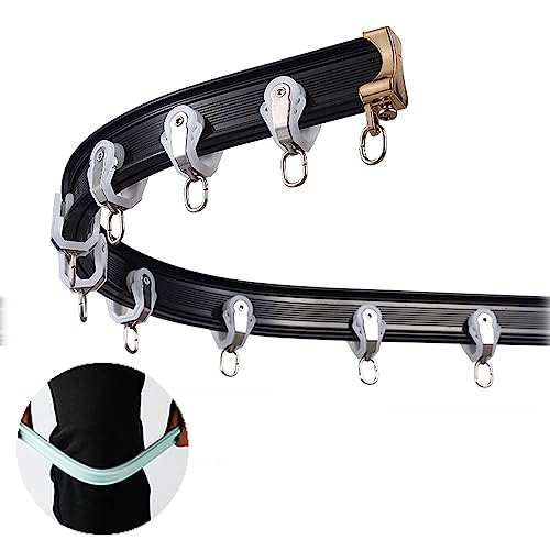 Flexible Vorhangschiene aus Aluminium, verstellbare gebogene Stange für Vorhänge und Raumteiler, perfekt für Duschvorhänge, schwarze Oberfläche, einfache Installation Flexible Vorhangschiene aus Aluminium, verstellbare gebogene Stange für Vorhänge und Raumteiler, perfekt für Duschvorhänge, schwarze Oberfläche, einfache Installation von Generisch
