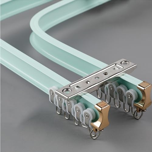 Flexible zweiläufige Aluminium-Vorhangstange für gerade/Erkerfenster – & leicht zu biegende Duschvorhangstange (grüne Decke 3,3 m) von Generisch