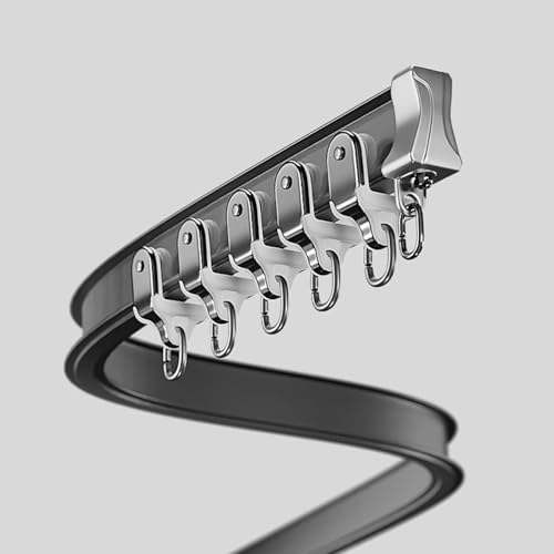 Flexibles Decken-Vorhangschienensystem – 1–8 m, verstellbare Schiebestangenhalterung für Wohnzimmer-Dekor, schwarze Einzelschiene, perfekt für Vorhänge zu Hause (8 m) von Generisch